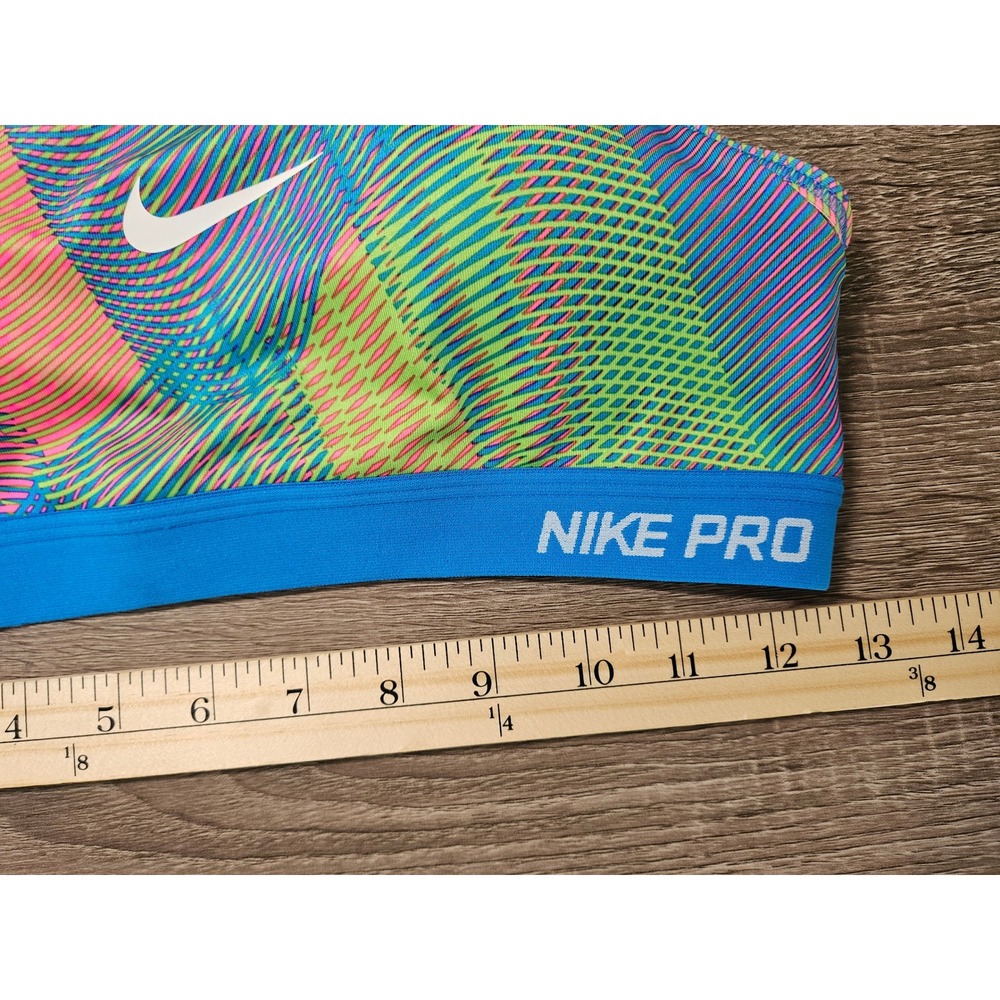 Nike Pro Classic Womens Medium Support Sports Bra Blue Multi Color 743204-435 M - Picture 2 of 7